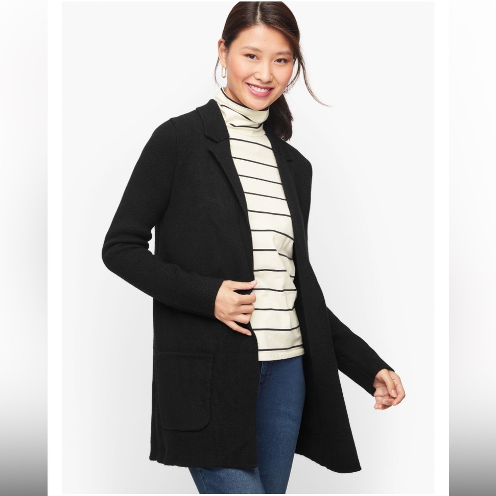 EUC Talbots Black Notch Collar Sweater Jacket